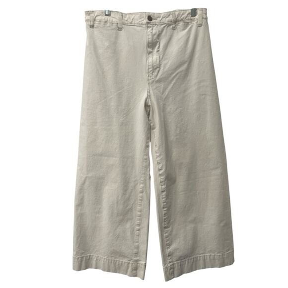 Pilcro Anthropologie Wide Leg Cropped White Denim Jeans Size 32 x 24 - Picture 1 of 9